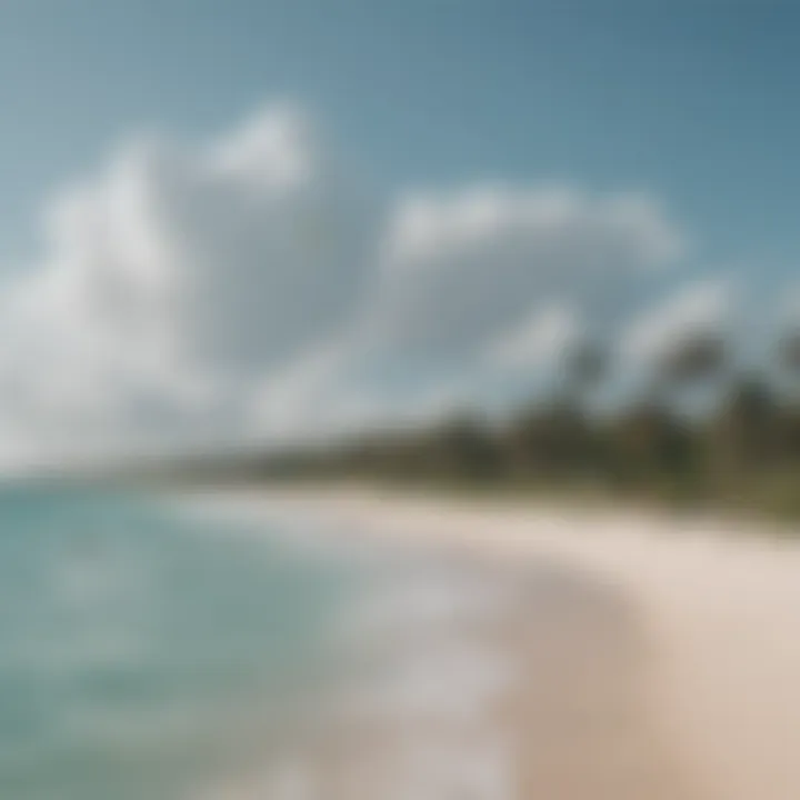 Scenic view of Tulum's beaches with kitesurfers in the distance