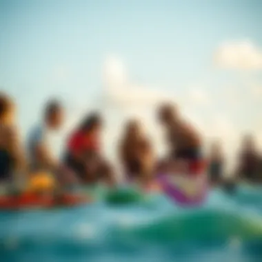 Kiteboarding Community Connection A group of kiteboarding enthusiasts sharing experiences and tips near Lake Worth Pier