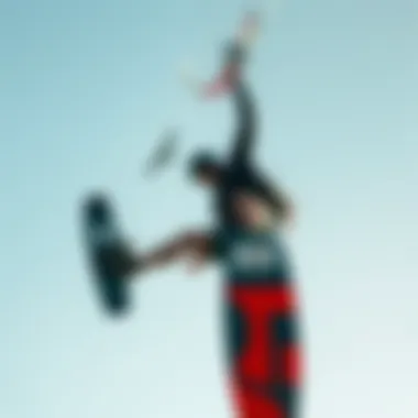 Dynamic aerial shot of a kiteboarder executing a trick