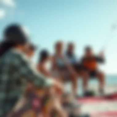 A group of kiteboarding enthusiasts sharing insights on Livewind