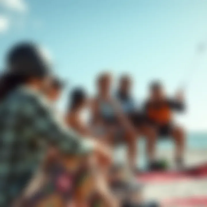 A group of kiteboarding enthusiasts sharing insights on Livewind