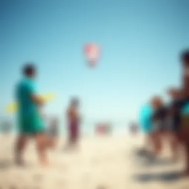 Kitesurfing Community Vibes A group of kitesurfing enthusiasts enjoying a vibrant community gathering at the beach