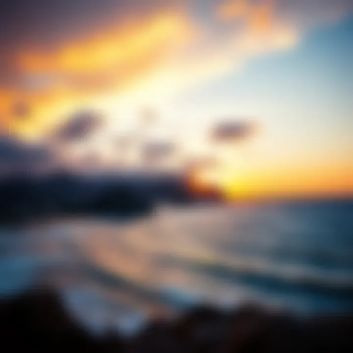 Scenic Kitesurfing Location A breathtaking sunset view over a renowned kitesurfing spot, highlighting its natural beauty