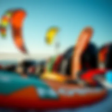 Diverse Nobile Kiteboarding Products An array of Nobile kiteboarding products displayed in a dynamic setting