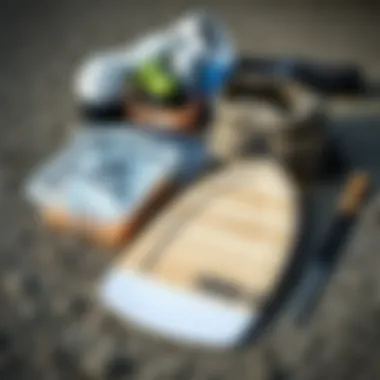 Materials used in constructing pocket foil boards displayed on a textured surface