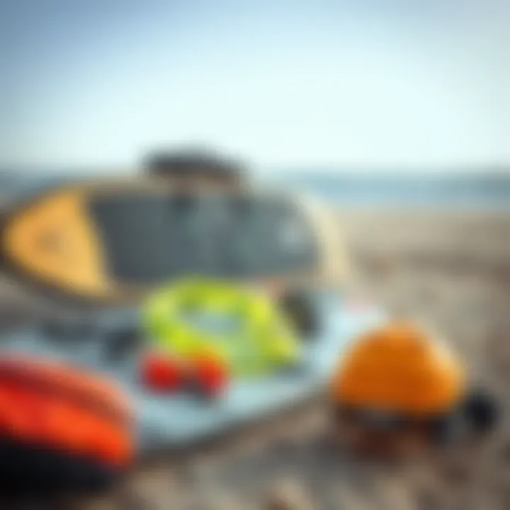 Safety gear laid out alongside a pocket foil board ready for an adventurous session
