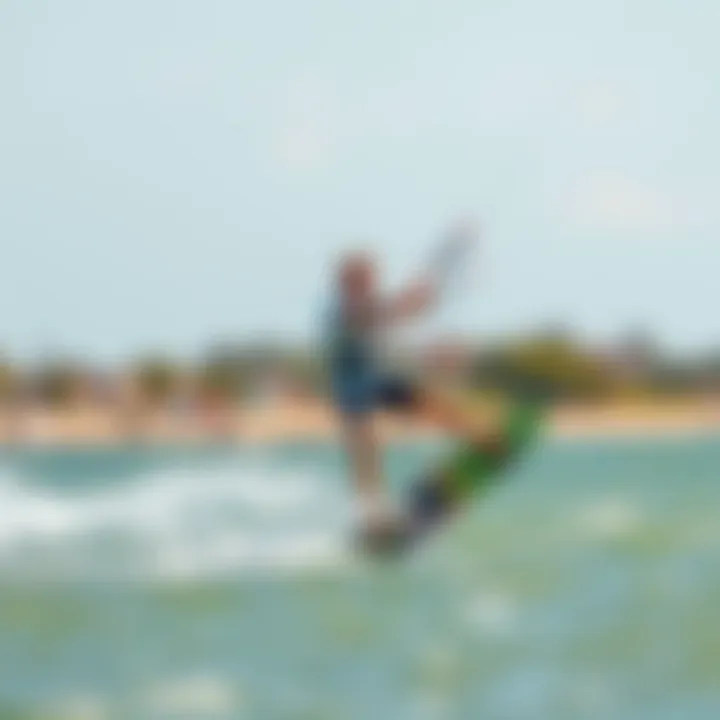 Experience the Thrill: Kiteboarding with Powered Wave Boards A kiteboarder using a powered wave board on a sunny day