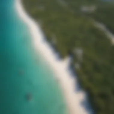 Aerial view of Long Bay Beach, a kiteboarding hotspot in Turks and Caicos