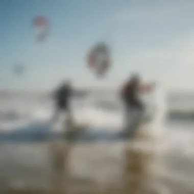 Kiteboarders enjoying the ideal wind conditions in Sankt Peter-Ording