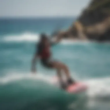 Vibrant kiteboarding action against a backdrop of Sant'Antioco's scenic coastline