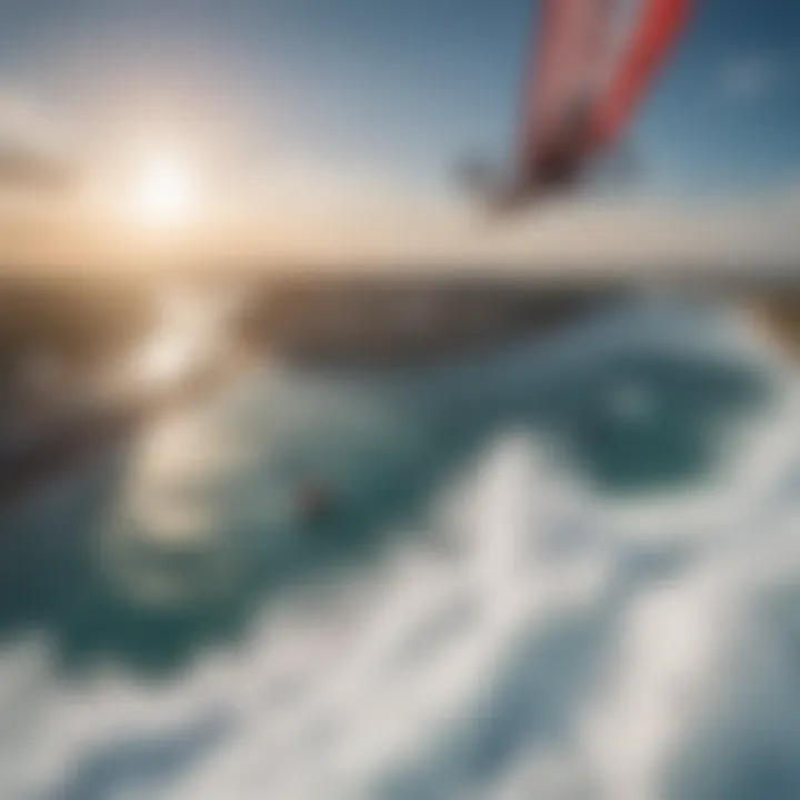 An aerial view of a sky surfing event with enthusiastic participants.