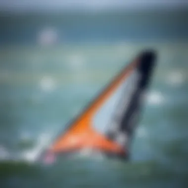 Close-up of Slingshot kiteboarding fin for improved maneuverability