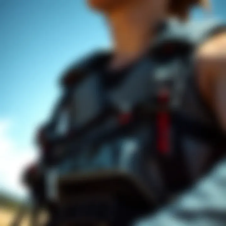 Detailed view of a Slingshot kite harness enhancing rider comfort