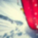 A Colorful Kite Soaring Above the Snowy Terrain Dynamic snow kiting scene showcasing a colorful kite soaring over a snowy landscape