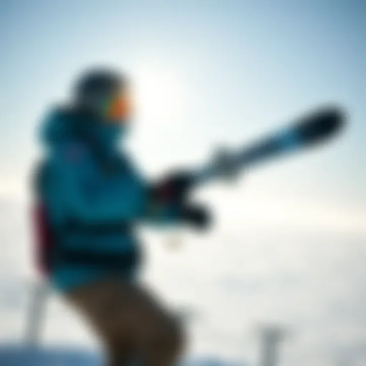A well-equipped snow kiter demonstrating proper safety gear in action