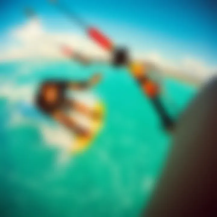 Kiteboarder capturing action shots with GoPro