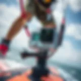 SP GoPro mount securely attached to a kiteboard