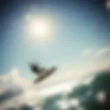 Kiteboarder soaring through the sky with a slingshot setup