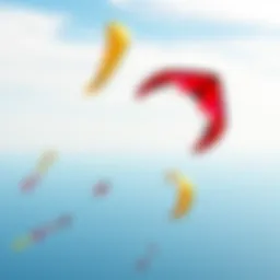 Vibrant sport kites flying in the sky