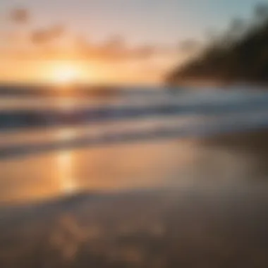 Stunning view of Caribbean surf at sunset