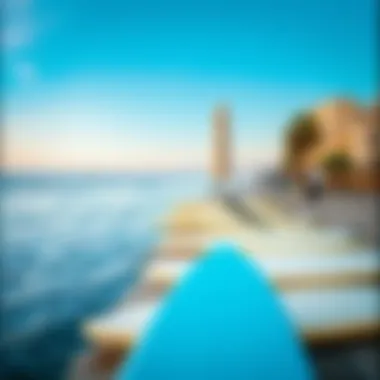 Morning at Tel Aviv Coastline A serene morning scene of the Tel Aviv coastline with surfboards lined up