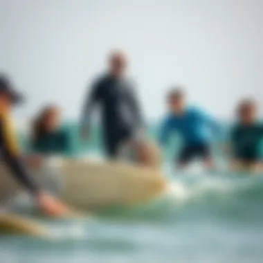 Group Surfing Lesson in Tel Aviv A group lesson for novice surfers in Tel Aviv with an instructor