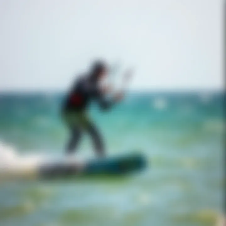 Kiteboarding with a 5 3 Wetsuit Kiteboarder in action wearing a 5 3 wetsuit on the water