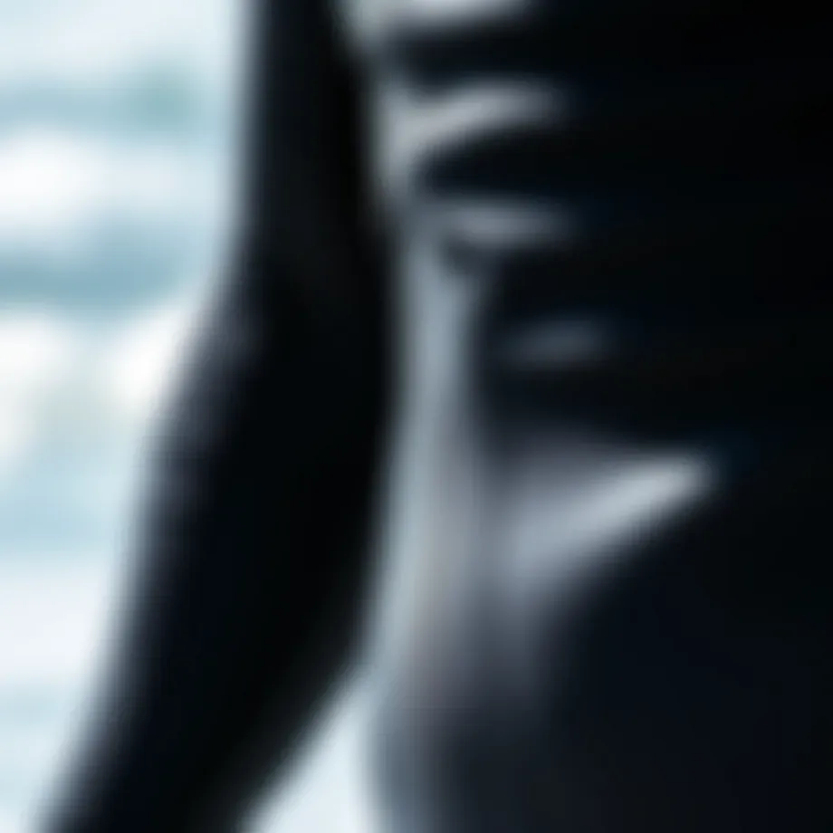 Detailed view of a 5 3 wetsuit highlighting its material and stitching