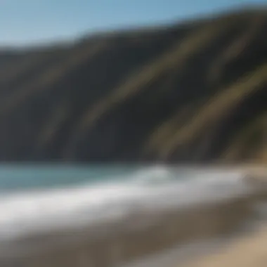 A serene beach landscape in Bodega Bay, highlighting the natural beauty and tranquil waters perfect for kiteboarding.