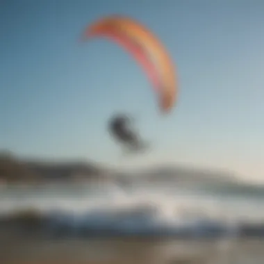 A kiteboarder maneuvering effortlessly with a light wind kite