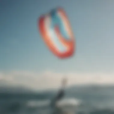 A sleek light wind kite soaring gracefully above calm waters