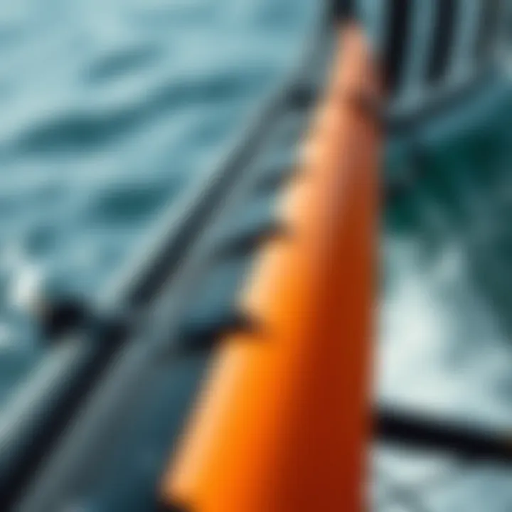 Close-up of wing foil features showcasing details