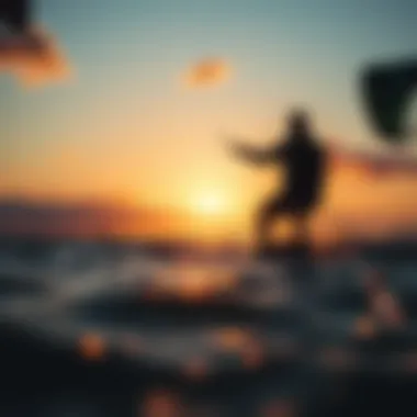 The Psychological Aspects of Kiteboarding A serene sunset view capturing the psychological experience of kiteboarding.
