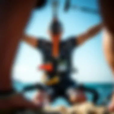 Illustration of maintenance tips for prolonging the life of a kitesurfing harness