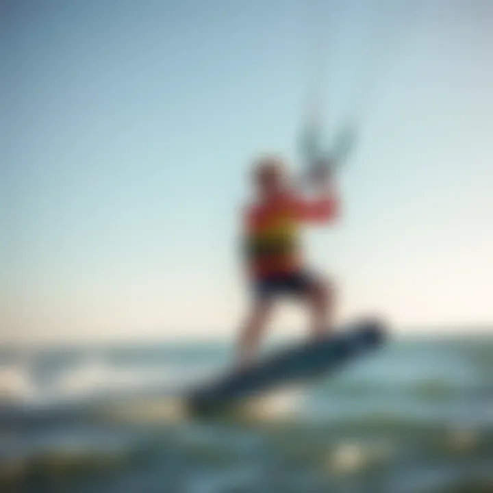 Experienced Kiteboarder with Slingshot Kite An experienced kiteboarder demonstrating skills with a Slingshot kite