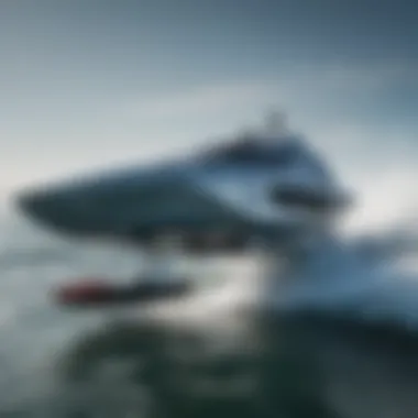 Detailed view of a small hydrofoil showcasing its sleek design and mechanics.