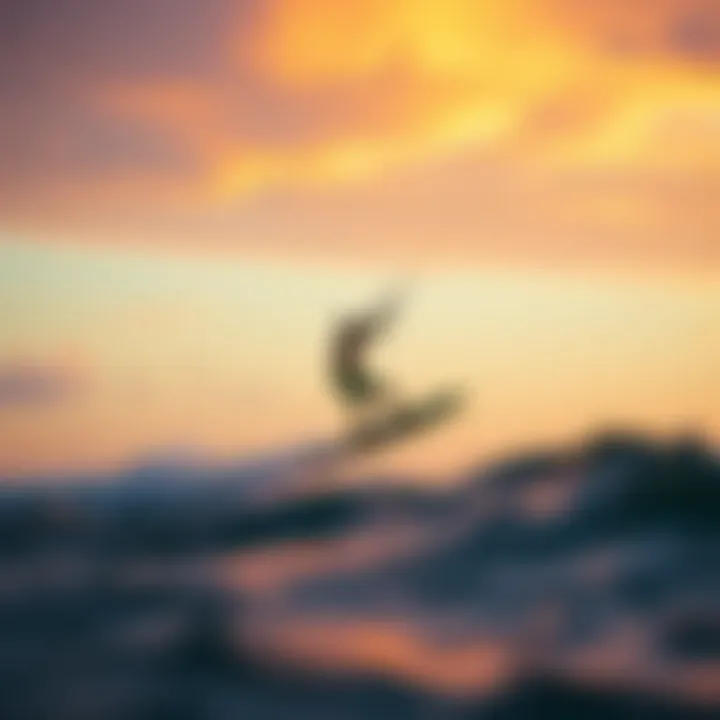 Person e-foiling at sunset