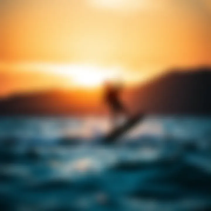 Thrilling Moments on the Water A rider enjoying efoil hydrofoiling at sunset