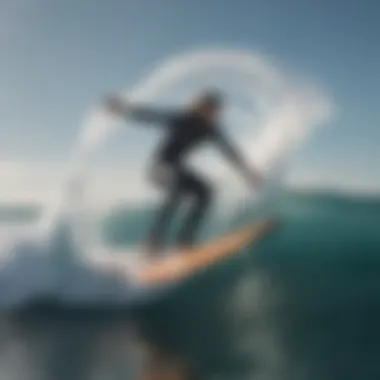 Surfer mastering hydrofoil techniques amidst ocean waves