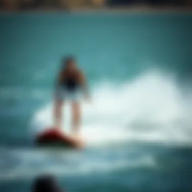 Hydrofoil Wake Board in Action Hydrofoil wake board cutting through water