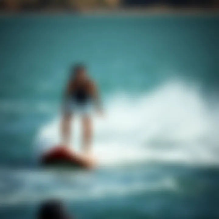 Hydrofoil Wake Board in Action Hydrofoil wake board cutting through water