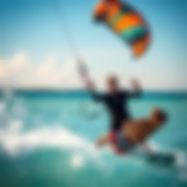 Kite Surfing Training in Progress A kite surfing training session with an instructor guiding a beginner