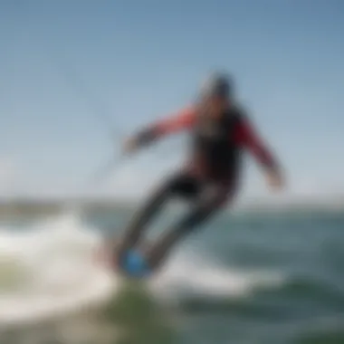 Dynamic kiteboarding action showcasing the strike ride maneuver