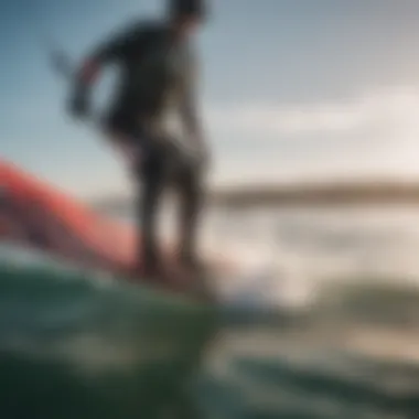 Close-up of kiteboarding equipment used for strike ride maneuvers