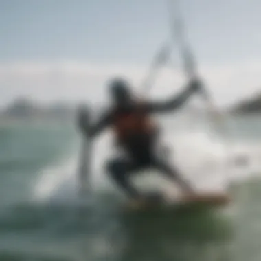 Visual representation of safety measures in kiteboarding during strike ride