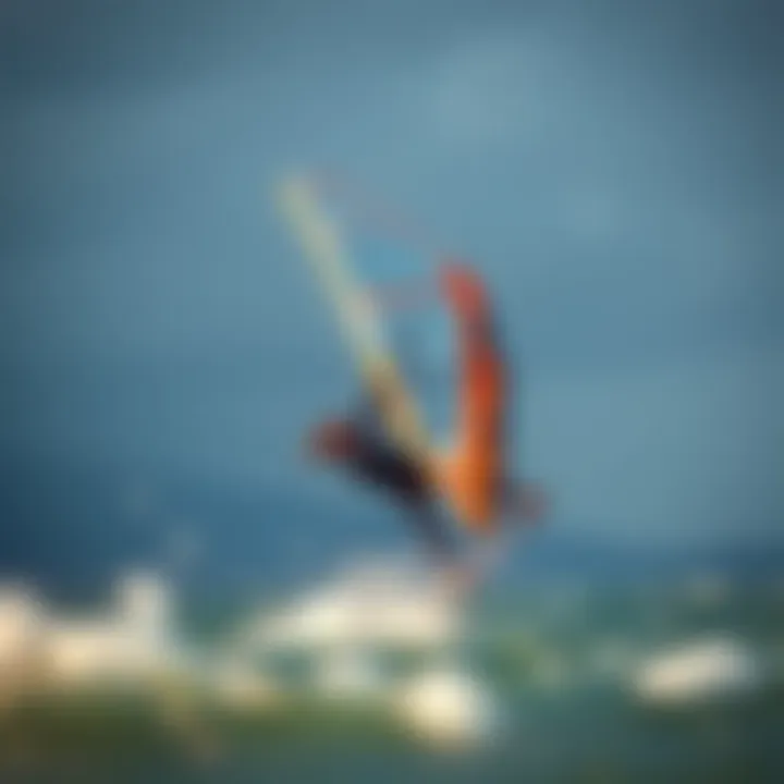 A rider executing advanced techniques on a wind surfing foil