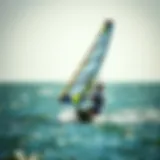 Dynamic wind surfing foil in action on the water