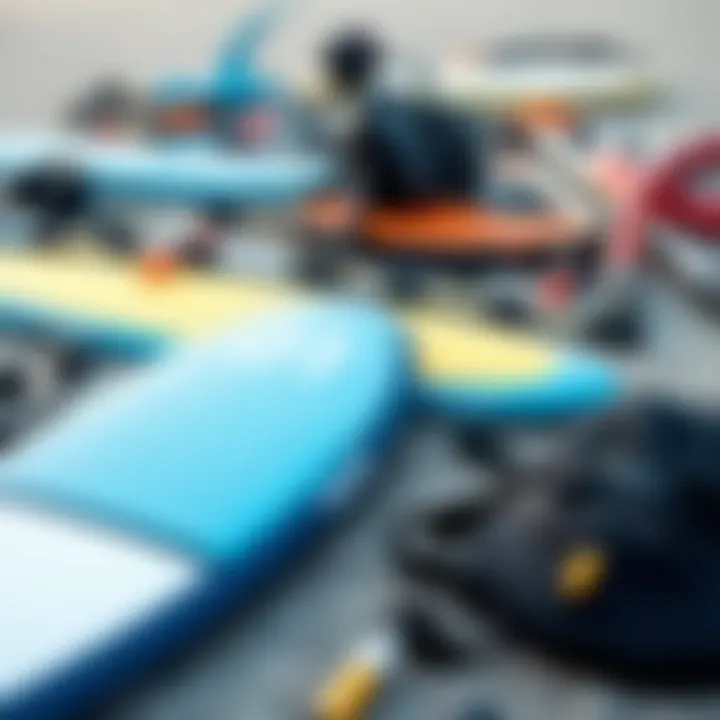 Variety of wind surfing foil materials and gear laid out