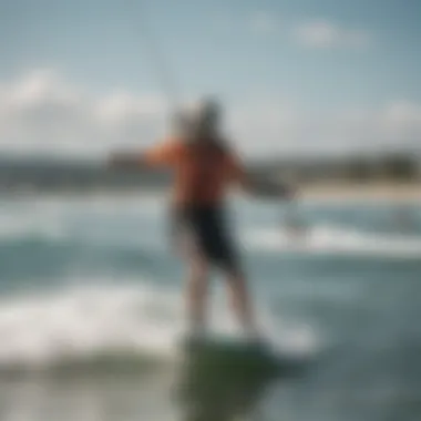 Kiteboarders engaging in a community event by the shore