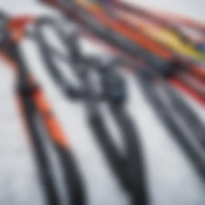 Different types of snow kite harnesses displayed together